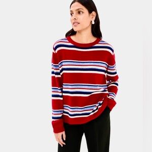 REFORMATION Cashmere Boyfriend Sweater | XL | NWT | Red Blue Ivory Stripes